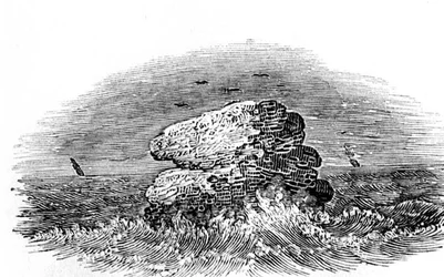 Skała z łodziami z historii ptaków brytyjskich, ok. 1804 r.